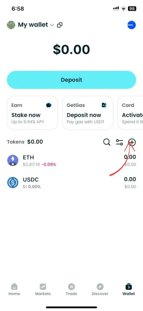 Exchange screen showing open orders and LINK balance