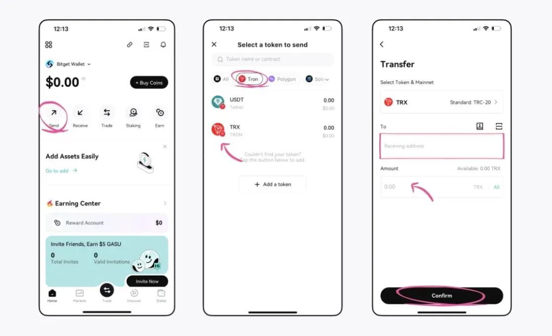 Withdrawal page showing an input field for the wallet address