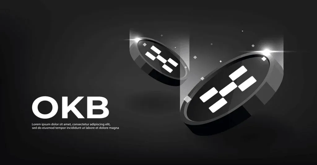 Rising price line chart beside the OKB logo