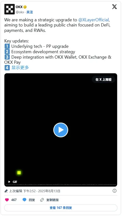 Gráfico de linha da trajetória de preço do OKB, mostrando forte alta em agosto de 2025