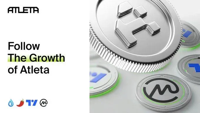 ATLA 代币标志，蓝色背景带链条图案