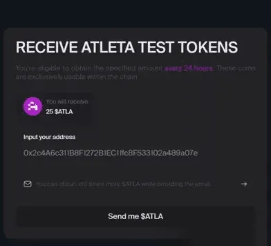 ATLA 桥接质押界面，显示发送按钮和收益标识