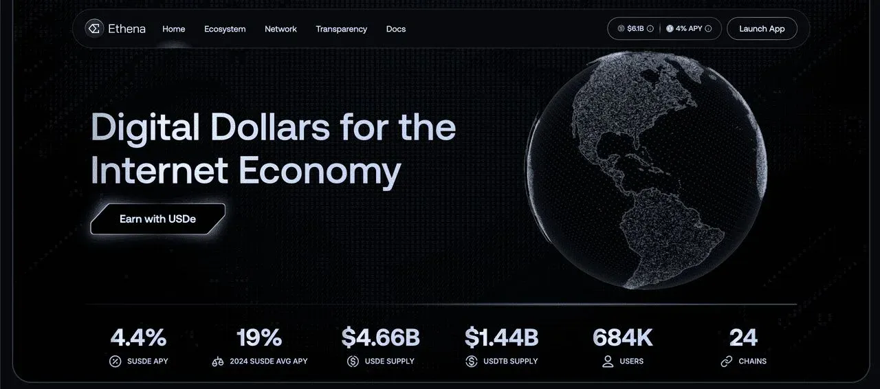 Logotipo e nome do token Ethena USDe