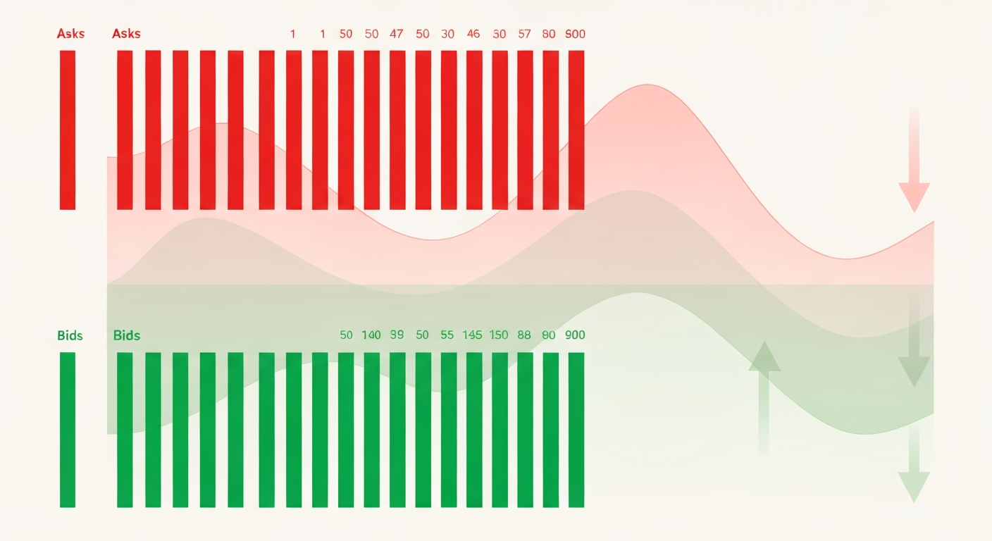 A visual representation of a digital order book interface showing a list of gree