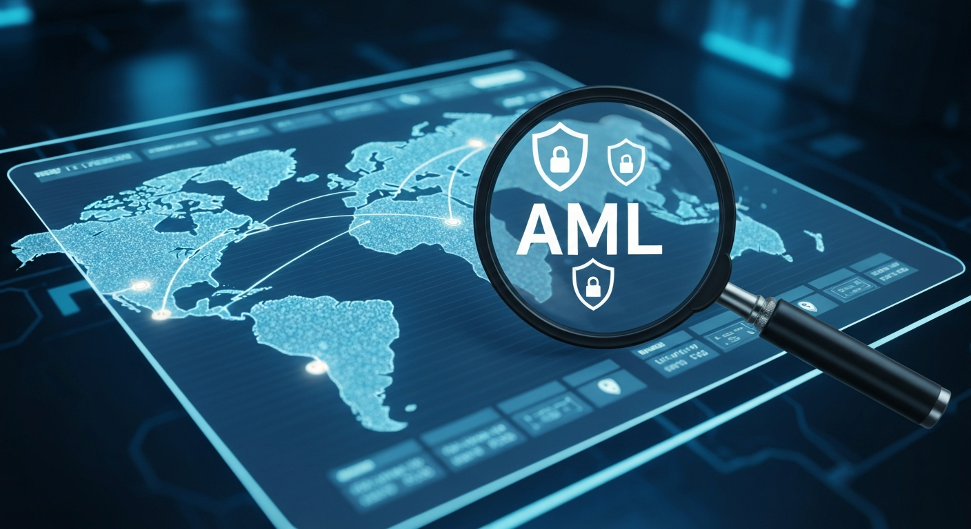 A futuristic digital interface showing global cryptocurrency transactions being 