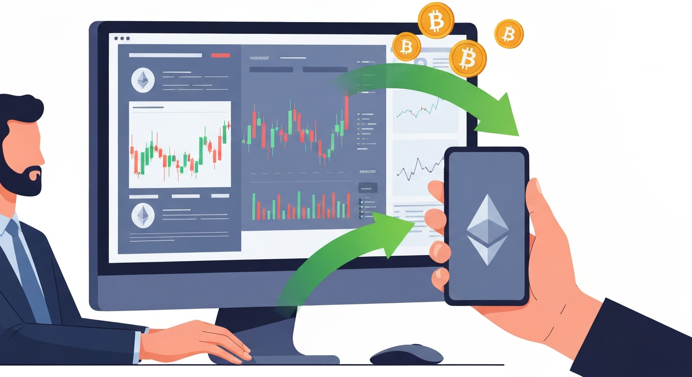 A visual representation of copy trading showing a professional trader's screen b