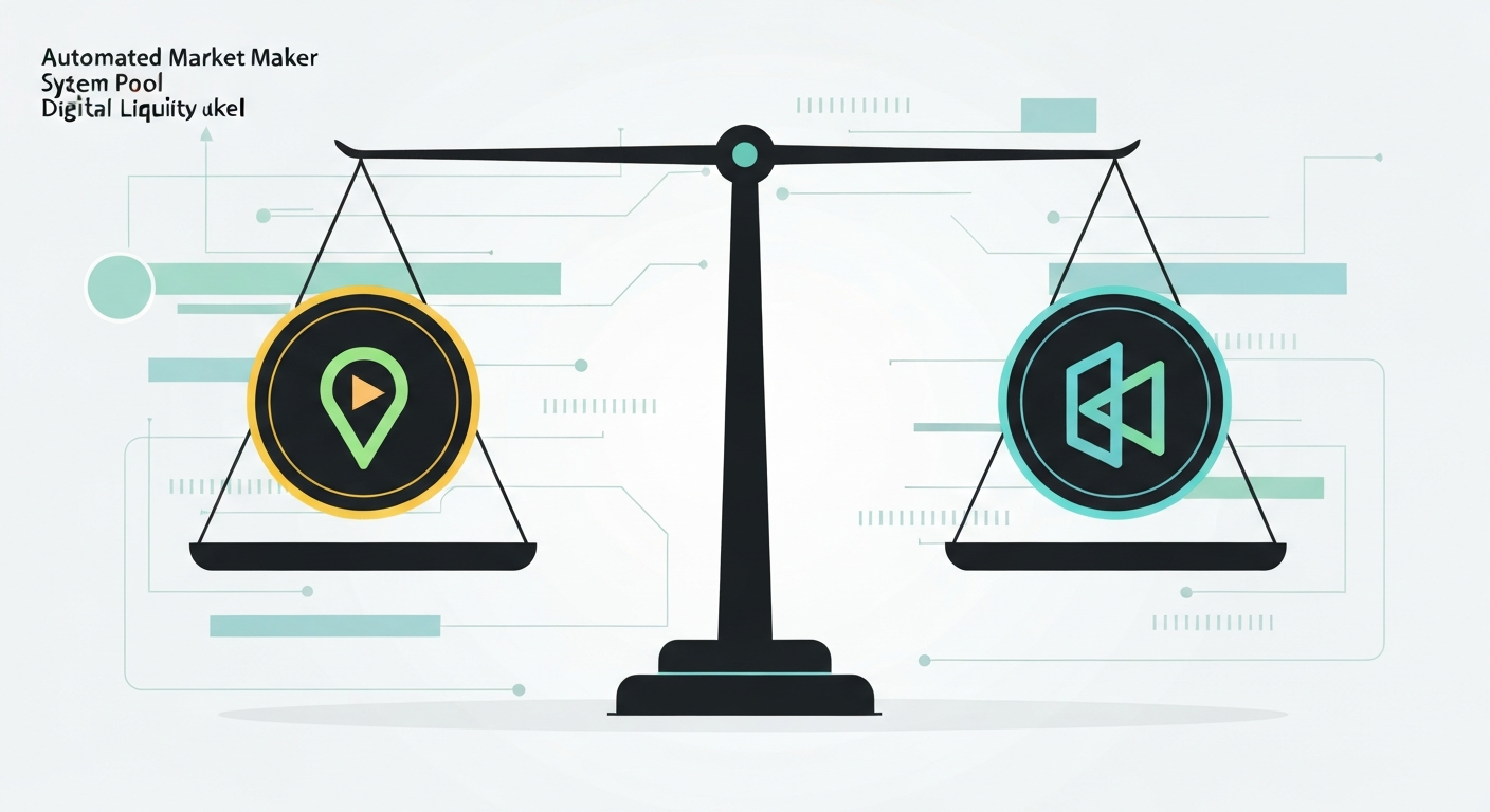 A conceptual illustration of a digital liquidity pool with two different cryptoc