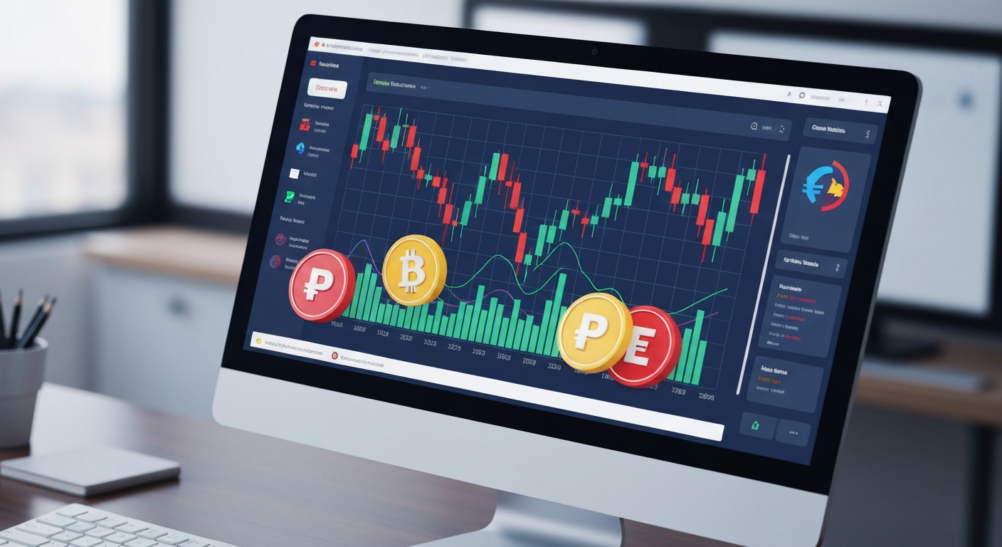 A modern digital interface showing cryptocurrency trading charts with the Colomb