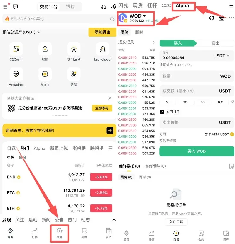 Tutorial de orden inversa de Binance Alpha