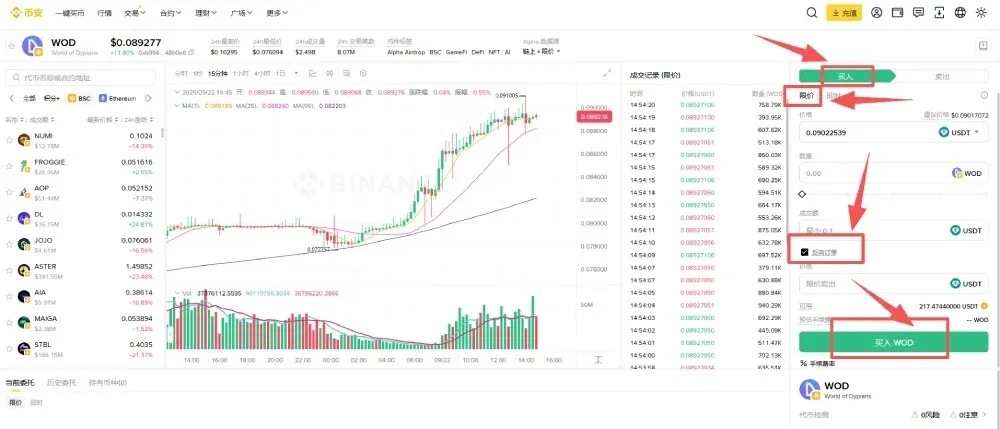 Tutorial de orden inversa de Binance Alpha