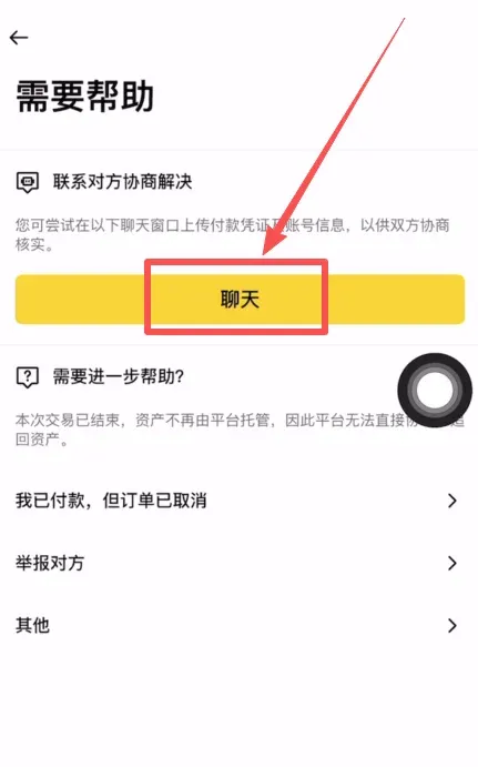 币安客服聊天窗口，左侧对话框和聊天按钮