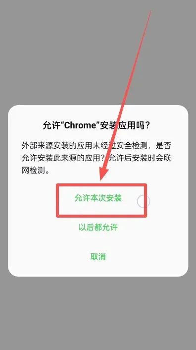 安装提示框显示‘允许本次安装’和‘继续安装’按钮