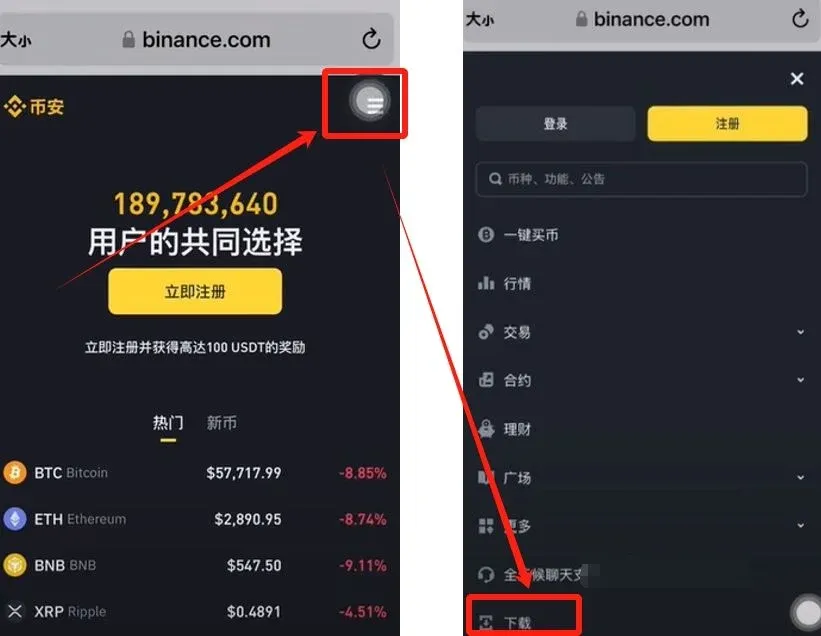 右上角三點選單點擊下載 Android APK