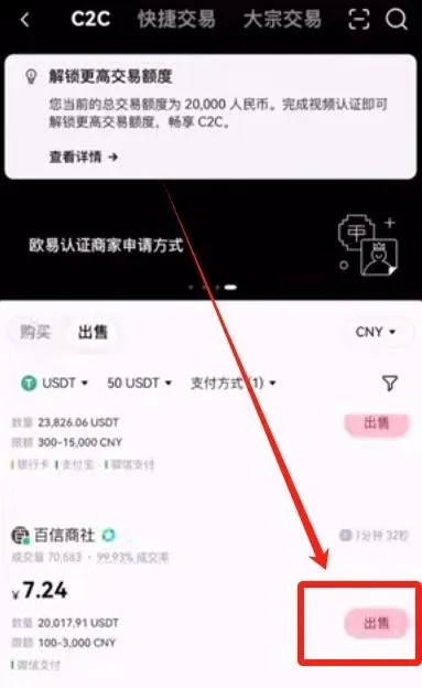USDT da OKX para WeChat Pay