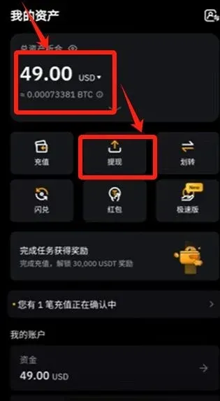 Bybit 資產頁面顯示 USDT 餘額及提領按鈕