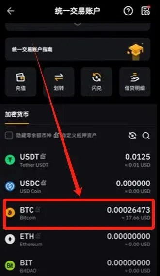 Bybit 资产页面显示已购比特币余额