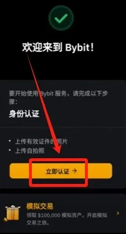 Bybit KYC 頁面顯示立即認證按鈕及每日 5 萬美元充值上限