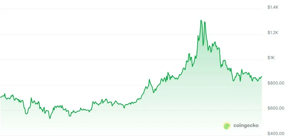 2024 年至今 BNB 價格走勢折線圖