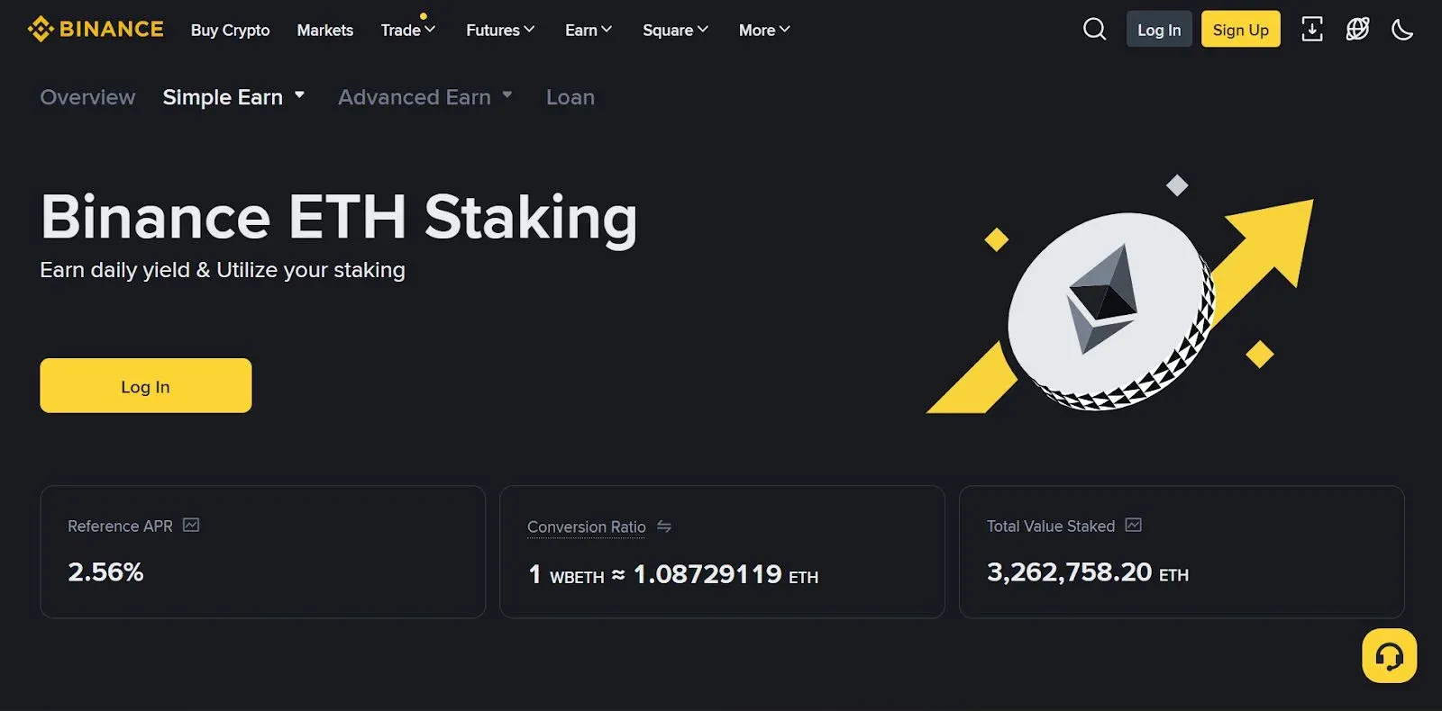 Exchange interface showing cryptocurrency staking options and reward rates