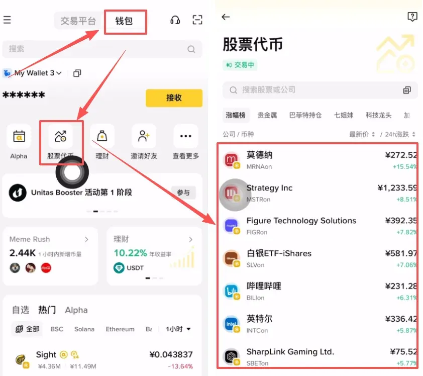 币安代币化股票购买教学