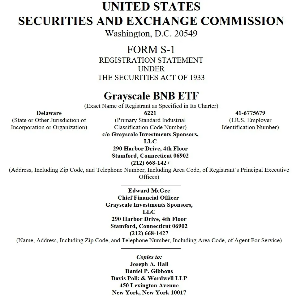 Grayscale applies for a BNB ETF, expanding crypto asset offerings