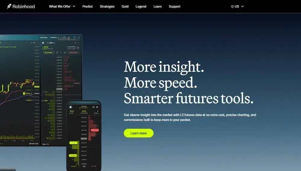 Robinhood 移动端展示的 CME 期货产品列表