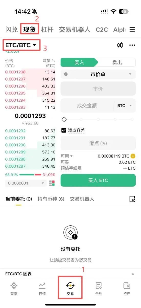 第四步:现货交易购买比特币