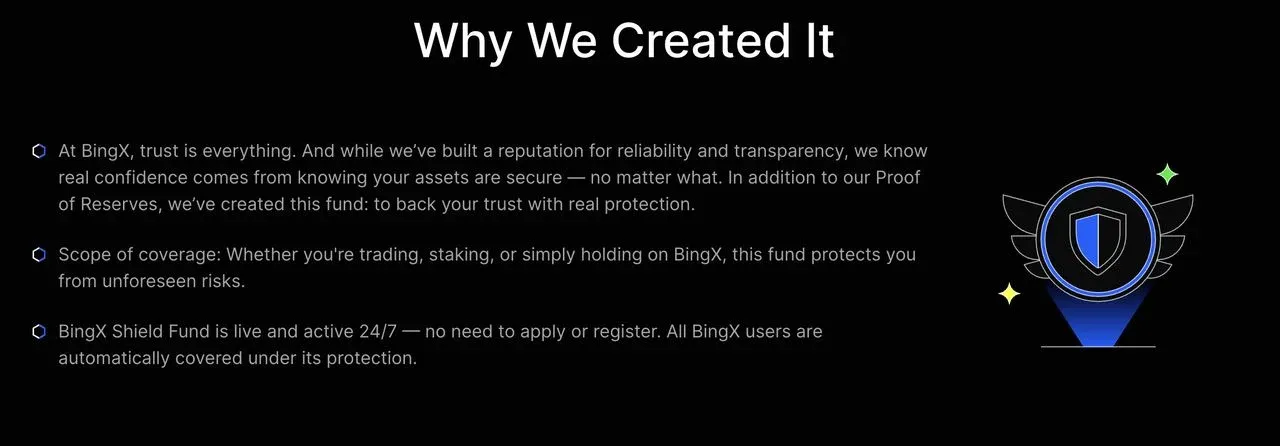 Tela de configurações de segurança da BingX mostrando código anti‑phishing, whitelist de saque e bloqueio de emergência