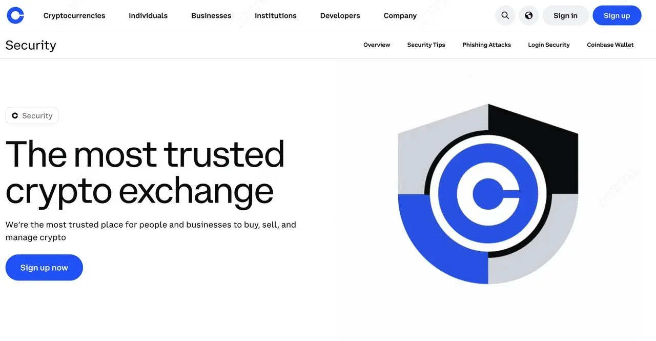 Logotipo da Coinbase e captura de tela da plataforma