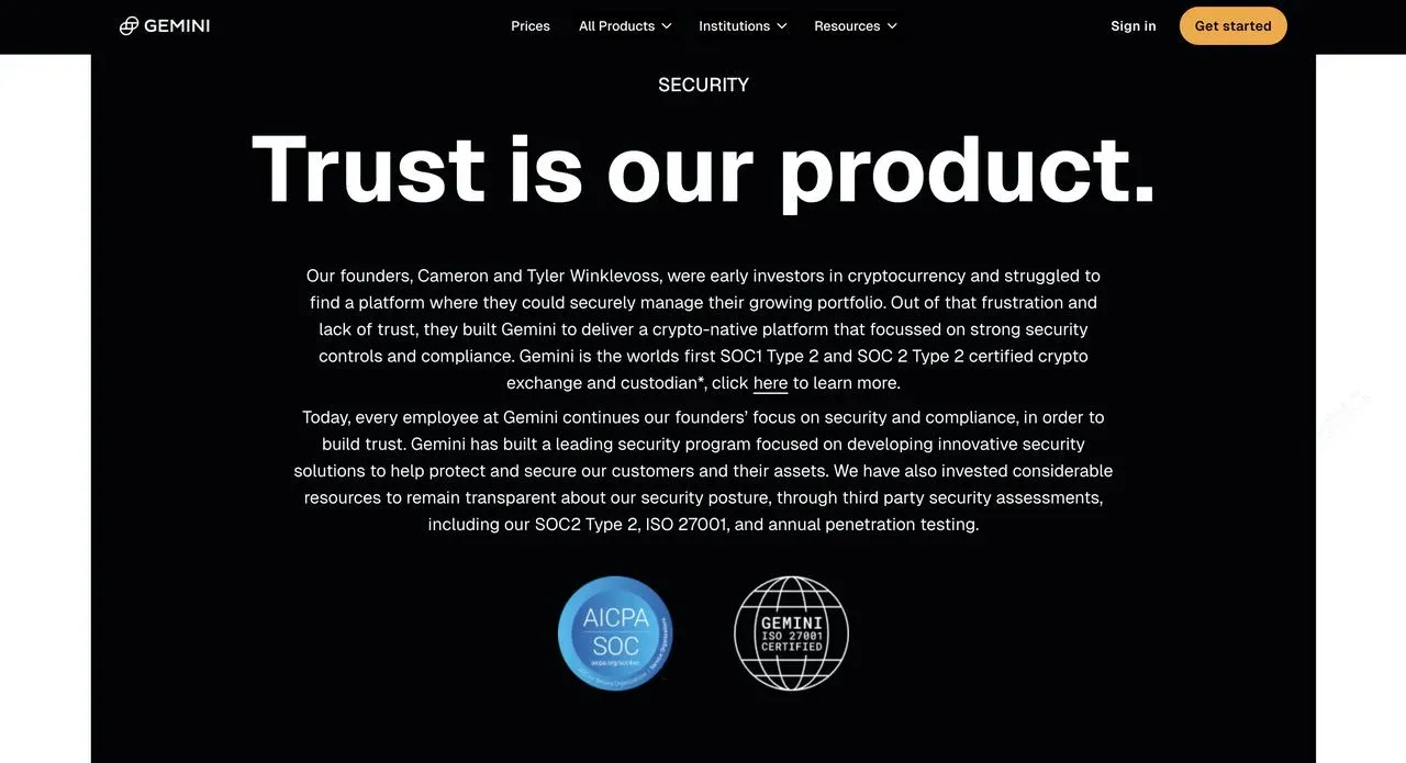 Interface da Gemini exibindo selo de certificação de segurança