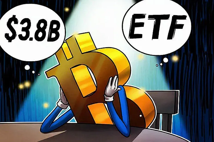 Spot Bitcoin (BTC) ETF experiences net redemptions for five consecutive weeks, totaling $3.8 billion