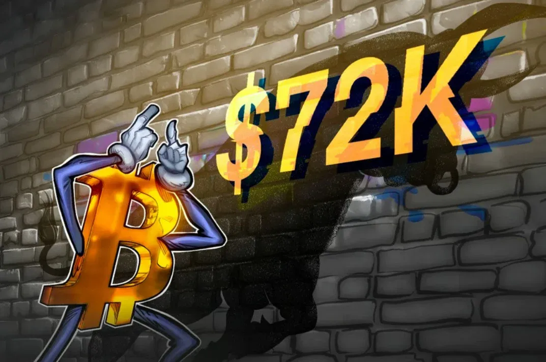 比特币(BTC)价格强势上扬,逼近月内高点直指7.2万美元