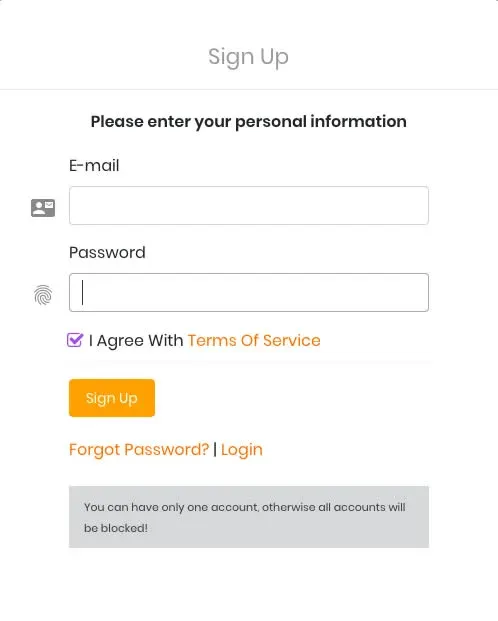 Pantalla de registro donde se ingresan correo y contraseña y se pulsa Registrarse