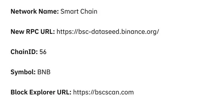 MetaMask Interface for Adding the BSC Network