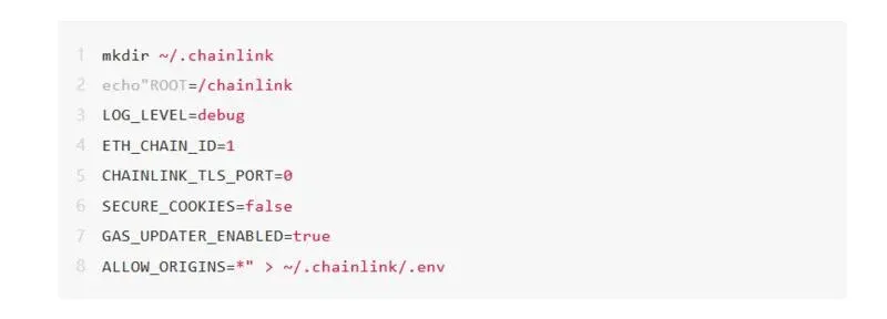 Exemplo de variáveis de ambiente .env para um nó Chainlink