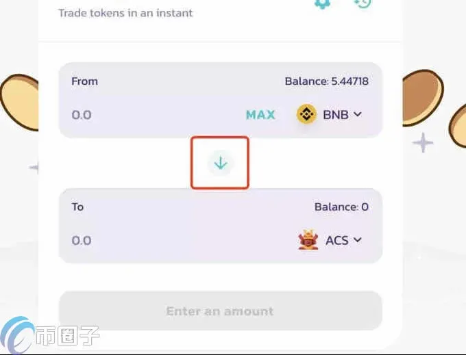 Desplegable de red en MetaMask, círculo rojo indica cambiar ACS por BNB