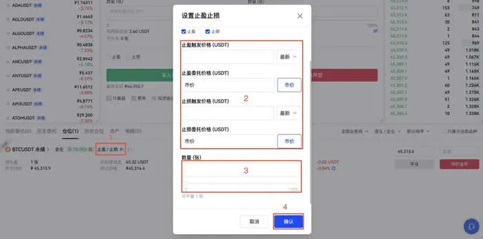 OKX contract page showing position management and Take‑Profit/Stop‑Loss settings