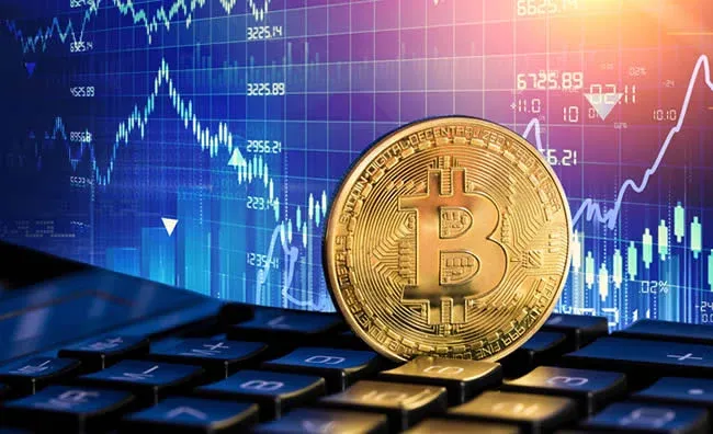 比特币每日成交量折线图,横轴为日期纵轴为交易量