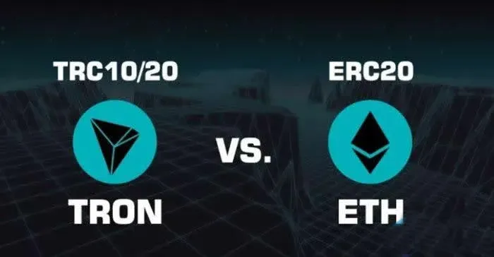 TRC20 logo and Tron chain structure diagram