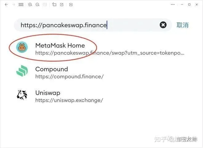 MetaMask 輸入框示例 填寫薄餅地址