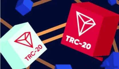 Logotipo do Ethereum e Tron e ilustração da conversão de tokens