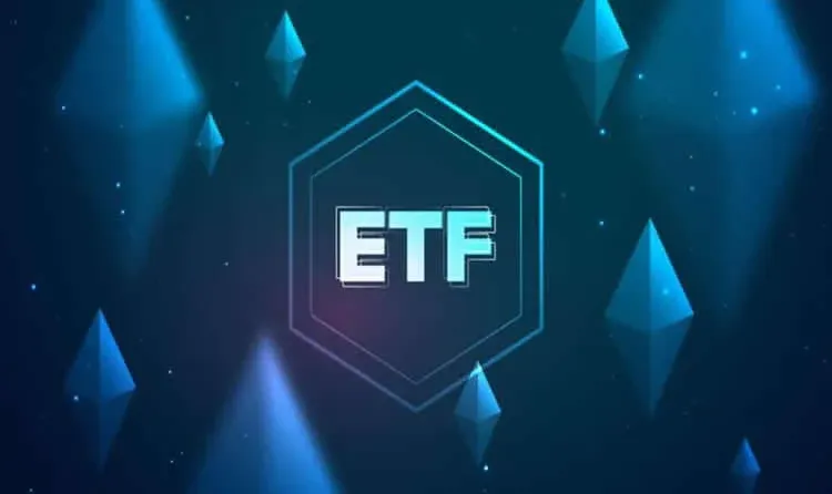 Illustration combining the Ethereum logo with the ETF lettering