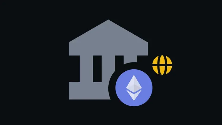Ethereum logo and ETF fund illustration