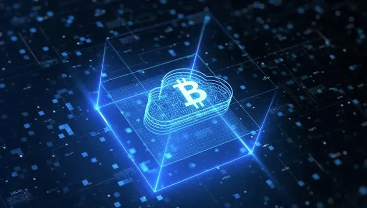 Diagram of cloud mining rigs connecting with users