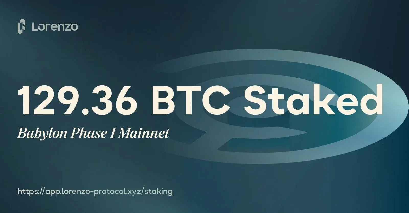 Lorenzo delegation of 129.36 BTC representing 12.9 % of total staking