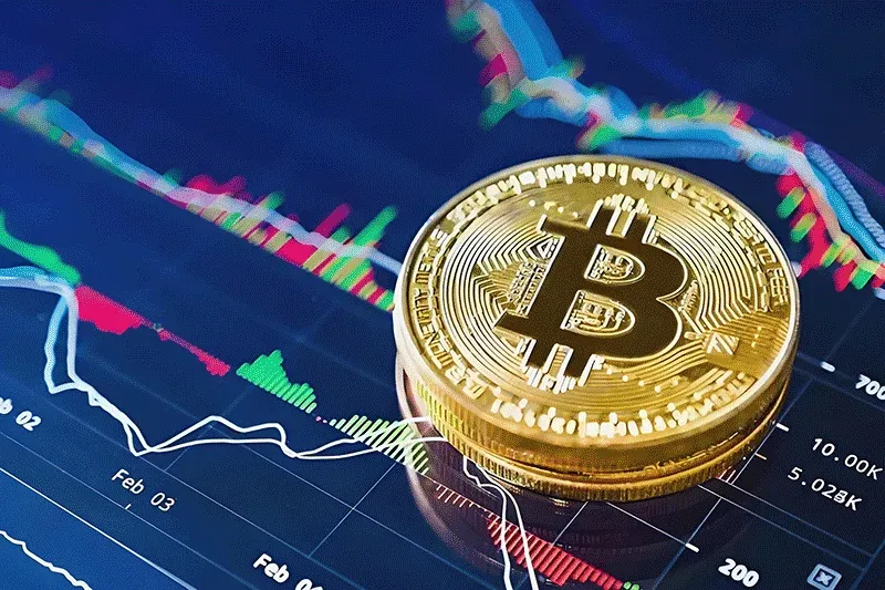 Símbolo do Bitcoin e documento de contrato futuro