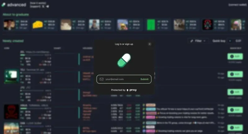 Pump.fun advanced 界面显示图表与持仓统计