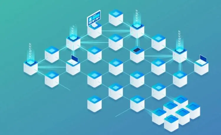 Diagrama que muestra cómo múltiples blockchains se interconectan a través de puentes