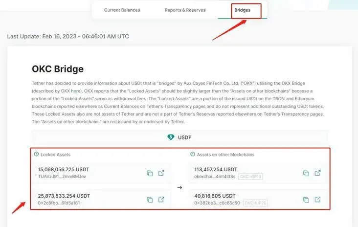 Mobile wallet app interface showing a contract address copy box