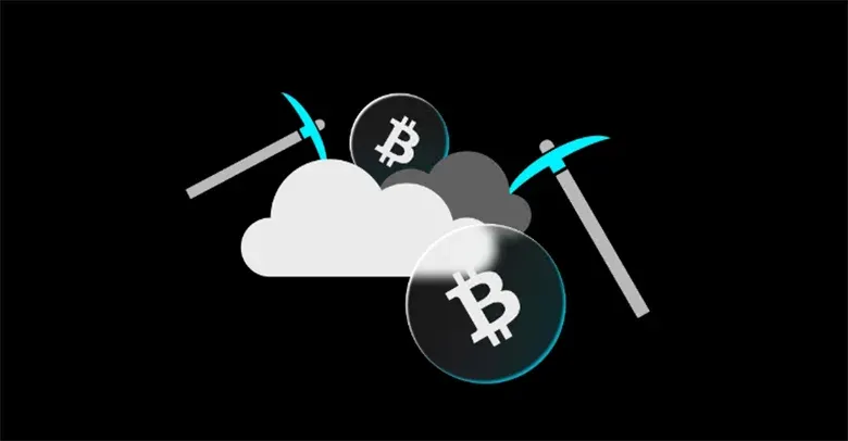 Cloud icon combined with Bitcoin symbol